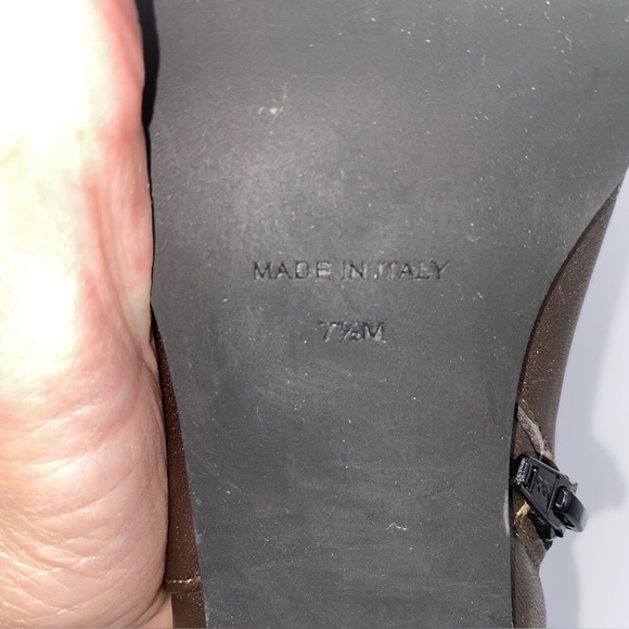 Comfort Sesto Meucci Bronze Metallic 7” Tall Ankle Boots Zip  2”Heel Like New - Picture 9 of 15